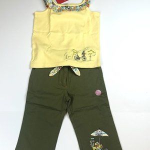 NWT Gymboree Girl Belted Olive Green Capri & Ruffle Neck Tank Size 7